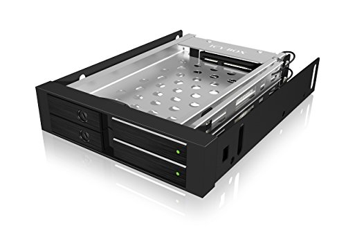 Icy Box IB-2227StS 3,5″ Wechselrahmen für 2x 2,5″ (6,35 cm) SATA III HDD/SSD, trägerlos, abschließbar (schwarz) - 2