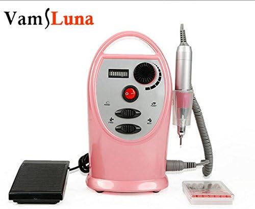 35000RPM Electric Nail Drill Pro Diamond Nail File Drill Machine Kit With 6 Drill Bits Foot Pedal and Fan For Nail Gel