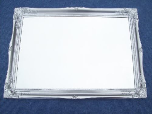 EXTRA LARGE METALLIC SILVER Shabby Chic Antique Style Rectangular Overmantle/Wall MIRROR complete with Premium Quality Pilkington's Glass - Overall Size: 30 inches x 42 inches (75cm x105cm)