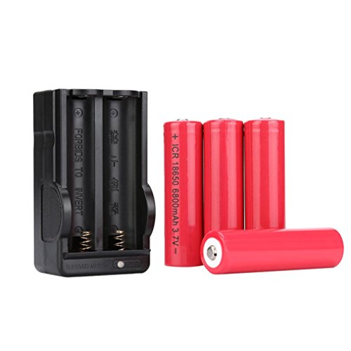 Preisvergleich Produktbild 4 Stücke 18650 Lithium Wiederaufladbare Batterie + 1 Stücke Intelligentes Ladekabel, Siswong 6800mAH Li-ion 3.7V Batterie Für Taschenlampe Lampe Fackel