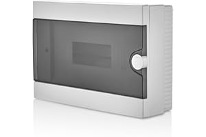 Lion Electric Caja de fusibles empotrada, 1 fila, 12 módulos, distribuidor pequeño, color blanco, distribuidor de superficie IP40, sótanos, garaje y todos los espacios interiores