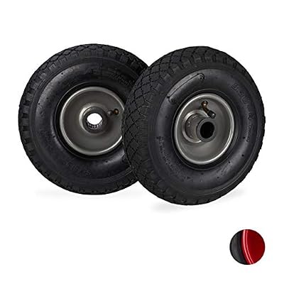 Relaxdays brouette Caoutchouc 200 kg, Roue de Rechange axe, Jante essieu 3.00-4 25mm, Noir-Gris