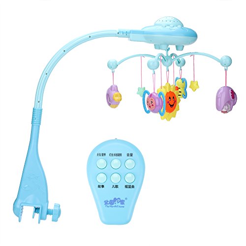 Preisvergleich Produktbild Zerodis Baby Musik Mobile Kinderbett Hängendes Spielzeug mit Fernbedienung Pädagogisches Früherziehung Geschenk für Neugeboren Kleinkinder(Blau)