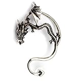 Elixir77UK Antique Silver Colour Dragon Cuff Cartilage Helix Wrap Stud Pierced Left Ear Earring UK SELLER