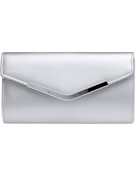 CASPAR TA384 elegante Damen Envelope Clutch Tasche / Abendtasche mit langer Kette