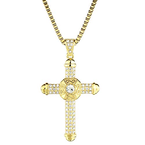 Cadena cruzada de los hombres Colgante de collar de acero inoxidable de oro Cadena Rey Dwayne The Rock Johnson