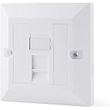 rhinocables Ethernet Faceplate Single 1-Port/Double 2-Way/Quad 4-Way RJ45 Socket Wall Plate for Ethernet Cable Networking (Si
