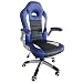 Produktbild MCTECH Chefsessel Bürostuhl Schreibtischstuhl, Komfort PU Leder Kunstleder Chefsessel, Drehstuhl mit Armlehnen, Ergonomisch Wippfunktion und Höhenverstellbar (Type B, Schwarz+Blau)