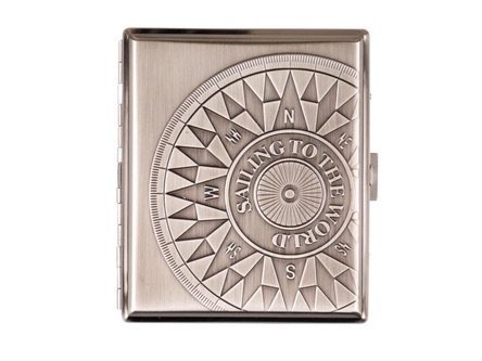 comprare on line Smokertools - Astuccio per sigarette con motivo di bussola, cromo in stile anticato, con apertura ad arco prezzo