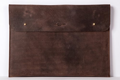 HOLZRICHTER handgefertigte Lederhülle für Ultrabooks, das Apple Macbook 12″, Air 13″ in braun. Hochwertige Sleeve Tasche aus Leder für das Macbook 13 Zoll - 3