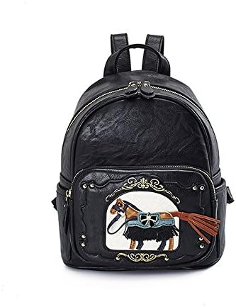 Women's Ladies Girls Backpack New Mini Shoulder Bag Female Korean Version Of Pu Stray Pony Package Personality Wild Leisure Travel College Wind Backpack Student Bag(23*11*27Cm)