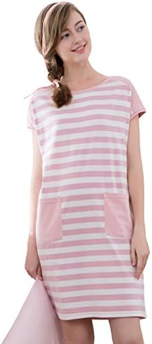 Marster Fashions Sleepwear for Women Cotton Pajams Soft Summer Ladies Nightie Nightwear Comfy Nightshirt Short Set