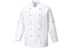 PORTWEST C834 - Somerset Kochjacke, 1 Stück, M, Weiss, C834WHRM