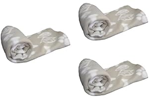 PET TOUCH 3XBEI MEGA VALUE 3 x Beige Soft Fleece Warm Pet Dog/Cat Bed Blankets