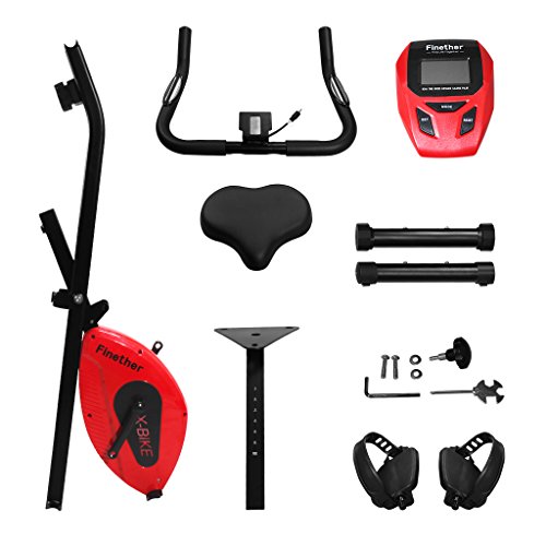 Finether X-Bike Heimfahrrad Heimtrainer Fitness-Fahrrad Standfahrrad Trimmrad Trainingsrad Fahrradtrainer mit LCD-Monitor und Pulssensoren 8-Stufen Magnetwiderstand Sportgerät/Trainingsgerät/Fitnessgerät für zuhause zum Abnehmen Ausdauertraining höhenverstellbar klappbar - 7