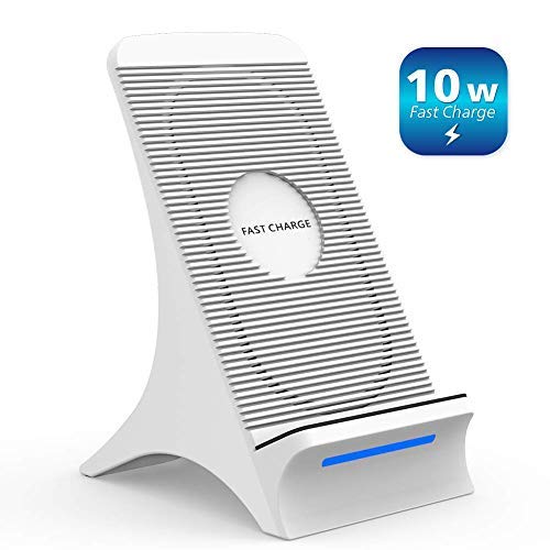 NOVETE 10W Caricabatterie Wireless Veloce Compatibile iPhone XS/XR/XS Max/X/8/8 Plus, 10W Ricarica Rapida per GalaxyS10/S10+/S10e/S9/S9+/S8/S8+/Note 5/Note 8/Note 9