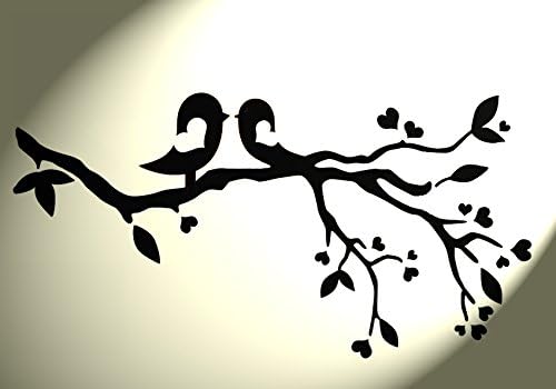 Shabby Chic Stencil Love Birds on tree branch Rustic Mylar Vintage A4 297x210mm wall art