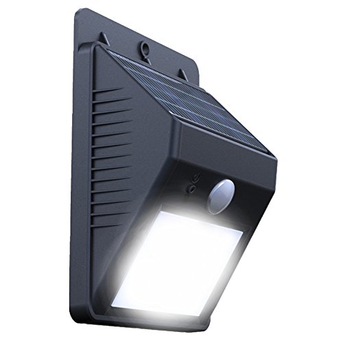 Preisvergleich Produktbild 4 LED Solar Wandleuchte Solarlampe Außenlampe, Kaltweiß, mit Bewegungsmelder wetterfest für Garten, Terrasse, Garage [Energieklasse A+]