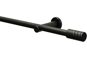 Gardinia 32980 Gardinenstangen Set 1-Lauf Zylinder Ø 19 mm schwarz-matt 160 cm, Metall