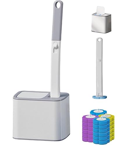 Kit con scopino e bacchetta usa e getta, sistema di pulizia igienico per WC, lavandino, vasca da bagno, lavabo, include testine di ricambio (oceano+limone+lavanda (senza spazzola
