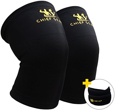 Knee Compression Sleeves (1 Pair) with Free 1 Patella Knee Brace By Chief Gear- Knee Support &amp; Compression, Protects Patella, Fast Recovery &amp; Pain Relief- Both Women &amp; Men