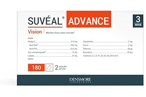 Densmore - SUVEAL Advance 3 mois - Complément Alimentaire Ophtalmologie à base d’Omega 3 (DHA), Lutéine, Zéaxanthine, Quercétine, Vitamines B, Zinc - Formule Ultra-Complète vision - Fabriqué en France
