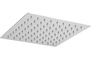 Tyenaza Rociador para Ducha Cuadrada, 8 Pulgada Ultra-Delgado inyector de Ducha, Cabezal de Ducha de Acero 304 Inoxidable, Rociador de Ducha, Cabezal Ducha Moderna para Piscina y Baño(20 x 20 cm)