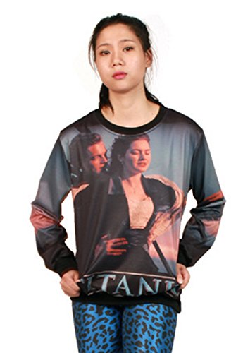 THENICE Women's Digital Print Pullovers Sweatshirt (Titanic)
