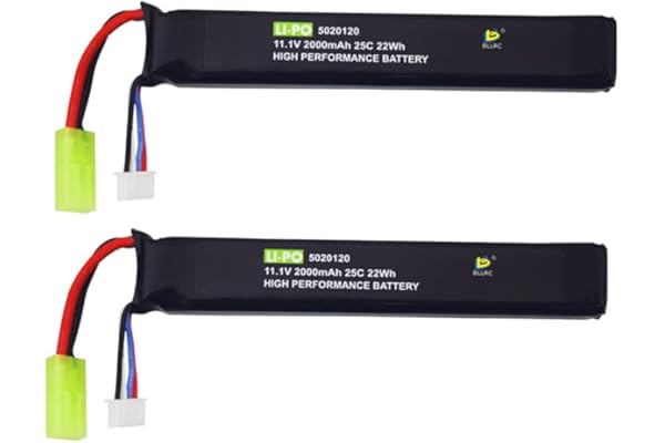 ZYGY 2PCS 3S 11.1V 2000mAh 5020120 Batterie au Lithium avec connecteur Odamiya pour Jouets Airsoft M4, Crane Stock, M110, G36, M14, L85, AUG, G3 Jouets Airsoft Gun Pistolet Airsoft Rifle