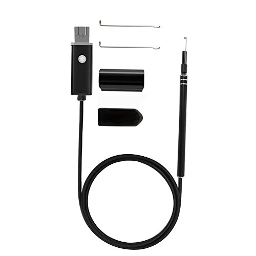 Preisvergleich Produktbild Risingmed 2 in 1 USB-Ohr Endoskop Kamera, 0,3 Megapixel HD Endoskop Inspektion Kamera wasserdicht visuelle Earpick mit 6 verstellbaren LED-Licht, Ohrenschmalz Remover Tool für Android Micro USB OTG, PC Reinigung