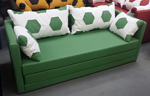 Preisvergleich Produktbild Manfred Söllner Fussball Möbel Schlafsofa Couch Sofa Fussball Look weiss grün