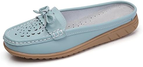 FOBEY Ladies Leisure Breathable Loafer Flats Leather Sandals Half Slipper