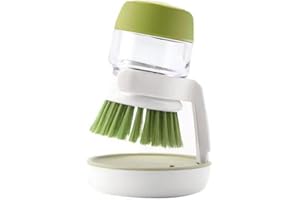 BOUGE Cepillo Fregar Platos, Cepillo de Reposición Automática de Detergente Tipo Empuje, Cepillo de Limpieza Especial para Utensilios y Vajilla de Cocina Doméstica, con Base de Drenaje, Verde