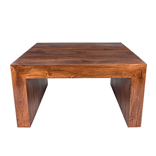 Homescapes Dakota Darkwood Square Coffee Table 85 x 85 cm, Solid Mango Hardwood Furniture, Baskets not included (No Veneer)