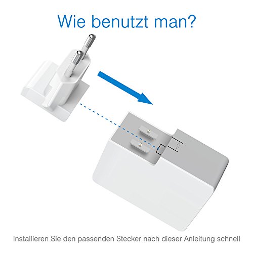 JZBRAIN USB Ladegerät mehrfach mit 4 Ports 5V 5A USB Reise-Ladegerät Universal mit 4 Fach Adpatateur Abnehmbarer US UK EU AU USB Multi-Ladegerät für iPad, iPad mini iPhone Samsung Handy Smartphone Tablet (UL-Zertifiziert) - 5