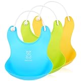 Itaar Silikon-Babylätzchen 3 Farben mit wasserdichter Tasche faltbar mit weichem einstellbarem Halsband