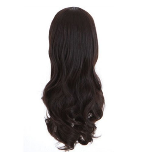 Zehui Womens Romantic 3/4 Full Hair Long Wavy Curly Half Wig Deep Brown