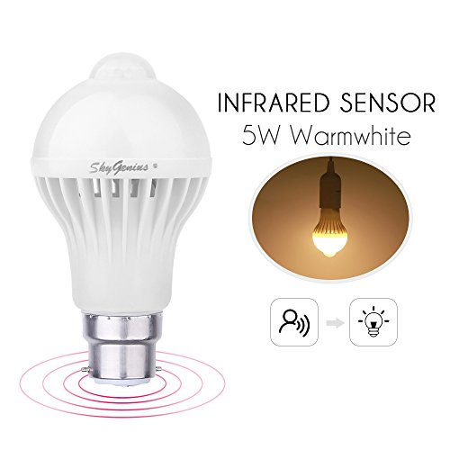 Pir Motion Sensor Light Bulb B22 Bayonet Automatic Motion