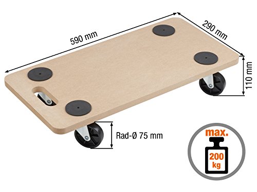 Meister Transportroller 590 x 290 mm, 200 kg, MDF, PP, 820040 - 2