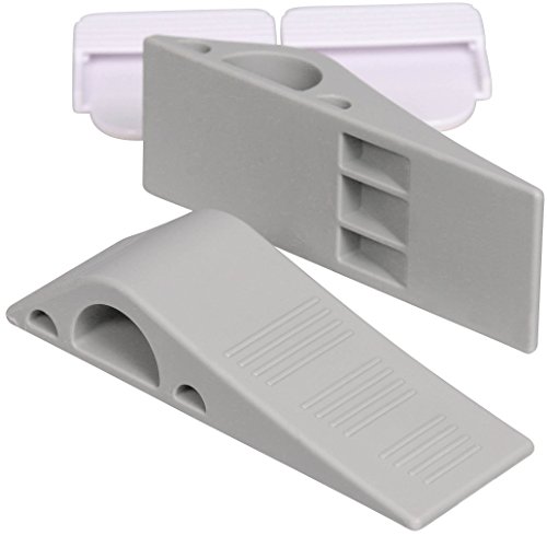 Stilemo Türstopper XXL – 2er Pack – Türkeil inklusive Halterung – Stapelbarer Fensterstopper aus Gummi – Für Büro und Haushalt – Grau - 7