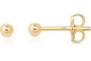 DTPsilver - Pendientes Mujer Bolitas Oro - Pendientes Bolitas Pequeñas - Pendientes Pequeños Plata de Ley 925 Plateada en Oro Amarillo - Diámetro Bolas 2, 3, 4, 5, 6, 8, 10, 12 mm