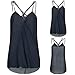 Produktbild OSYARD Damen Mode Sommer Wrap Kreuz ärmellosen Chiffon Casual Sling Tank Top Blusen(EU 38/S, Blau)