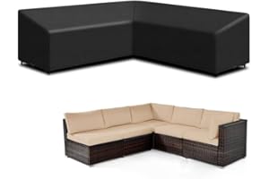 Funshot L Shaped Garden Furniture Covers Waterproof, L Shape Garden Sofa Covers Windproof, Anti-UV, 420D Oxford Fabric Outdoor Patio Rattan Corner Sofa Cover Dining Set Cover,215*215*85*64/78cm