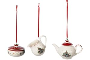 ‎VILLEROY & BOCH Villeroy & Boch Toy's Delight Decoration ornamenty zestaw do kawy 3-częściowy, mały zestaw ozdób choinkowych z porcelany premium, kolorowy, 6,3 cm