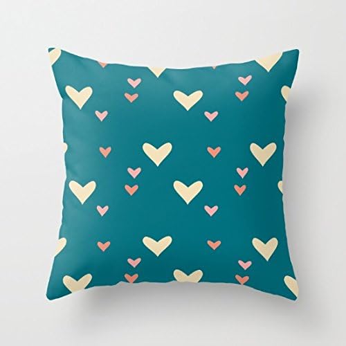 Teal heart Throw Pillows Decorative Pillow Covers with Zip Pillowcase for Teen Girls Bedroom Decor
