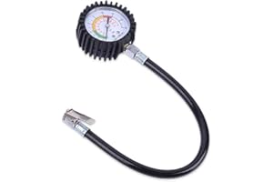 HELWEET Pistolet de Gonflage Manomètre, Jauge de Pression des Pneus, Testeur de Pression - Manomètre Mécanique (Longueur du Tube 38 cm)