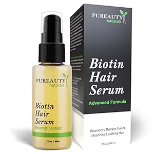 Biotin Hair Growth Serum by Pureauty Naturals - Advanced Topical Formula to Help Grow Healthy, Strong Hair - Suitable For Men &Women Of All Hair Types - Hair Loss Support