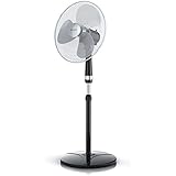 Brandson - Standventilator 40cm / Standlüfter | Standfuß höhenverstellbar | hoher Luftdurchsatz | 3 verschiedene Geschwindigkeitsstufen | Oszillationsfunktion ca. 80° | silber / schwarz
