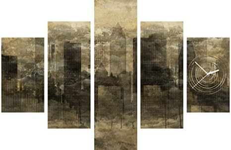 Five Elements Clock Skyscrapers Vintage Dark Post Apocalyptic Picture