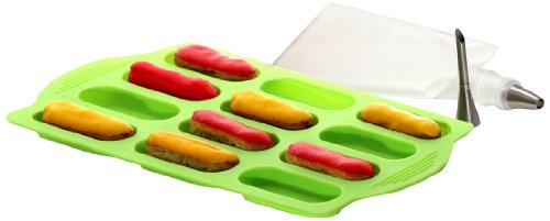 Yoko Design 1250 Mini Eclairs Baking Kit Silicone and Platinum Green 32 x 17 x 3 cm